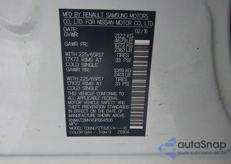 2016 Nissan Rogue S from USA, damaged, VIN KNMAT2MVXGP664806